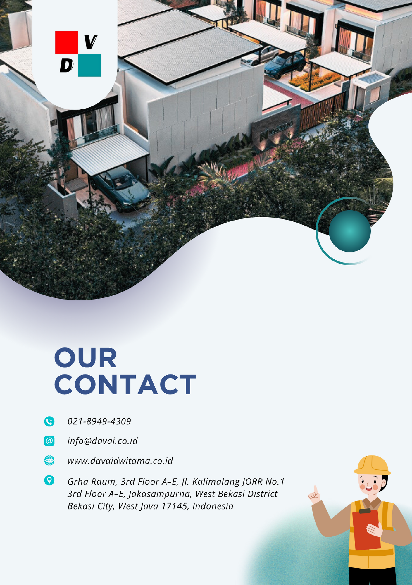 PT Davai Karya Dwitama is a company engaged in construction and property development, committed to innovation, efficiency, and sustainable growth. By integrating modern technologies such as BIM and data-driven project management, the company has successfully delivered key projects including Nawasena Residence in Depok, Griya Rahayu Residence in Bekasi, as well as cold storage construction and logistics facility renovations. Backed by a team of skilled professionals, PT Davai Karya Dwitama continues to build strong partnerships, uphold integrity and service quality, and strives to become a leading construction and property company both nationally and globally.